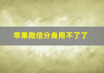 苹果微信分身用不了了