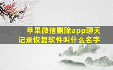 苹果微信删除app聊天记录恢复软件叫什么名字