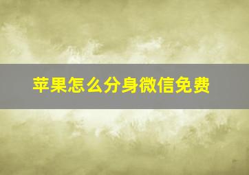 苹果怎么分身微信免费