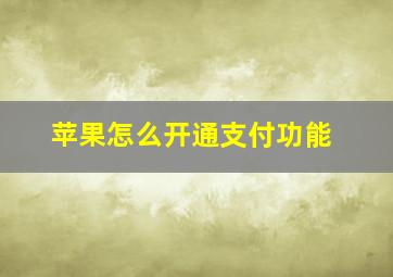 苹果怎么开通支付功能