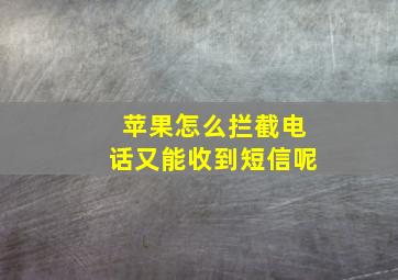 苹果怎么拦截电话又能收到短信呢