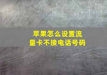 苹果怎么设置流量卡不接电话号码