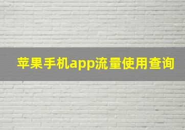 苹果手机app流量使用查询