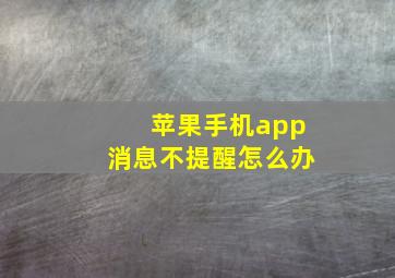 苹果手机app消息不提醒怎么办