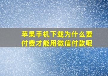 苹果手机下载为什么要付费才能用微信付款呢