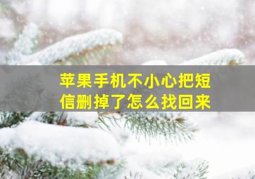 苹果手机不小心把短信删掉了怎么找回来