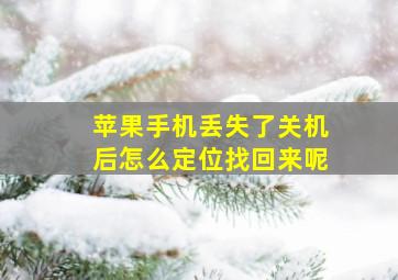 苹果手机丢失了关机后怎么定位找回来呢