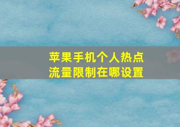 苹果手机个人热点流量限制在哪设置