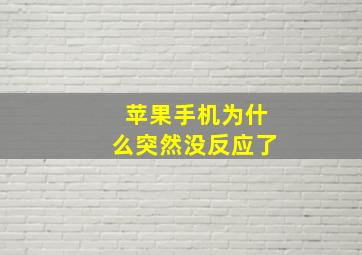 苹果手机为什么突然没反应了