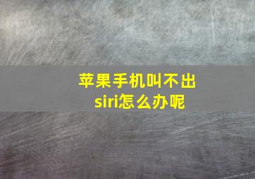 苹果手机叫不出siri怎么办呢