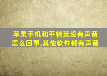 苹果手机和平精英没有声音怎么回事,其他软件都有声音