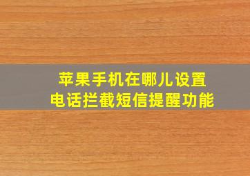 苹果手机在哪儿设置电话拦截短信提醒功能