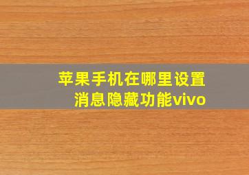 苹果手机在哪里设置消息隐藏功能vivo