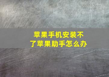 苹果手机安装不了苹果助手怎么办