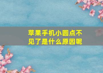 苹果手机小圆点不见了是什么原因呢