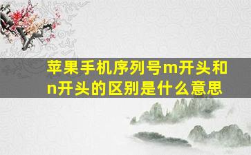 苹果手机序列号m开头和n开头的区别是什么意思