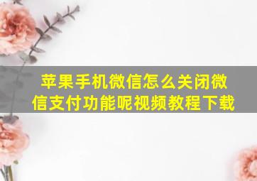 苹果手机微信怎么关闭微信支付功能呢视频教程下载