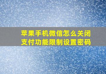 苹果手机微信怎么关闭支付功能限制设置密码