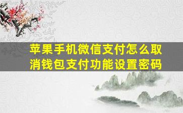 苹果手机微信支付怎么取消钱包支付功能设置密码