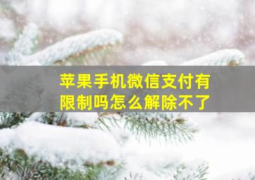 苹果手机微信支付有限制吗怎么解除不了