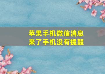 苹果手机微信消息来了手机没有提醒