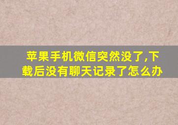 苹果手机微信突然没了,下载后没有聊天记录了怎么办