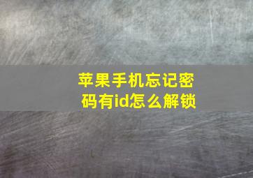 苹果手机忘记密码有id怎么解锁