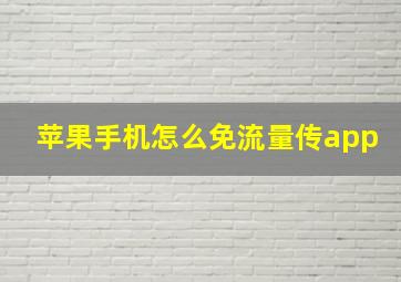 苹果手机怎么免流量传app