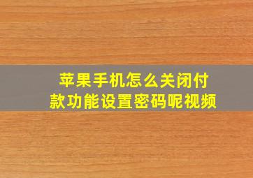 苹果手机怎么关闭付款功能设置密码呢视频