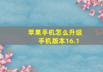 苹果手机怎么升级手机版本16.1