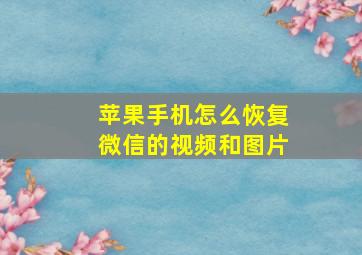 苹果手机怎么恢复微信的视频和图片