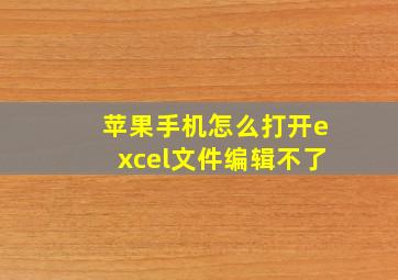 苹果手机怎么打开excel文件编辑不了