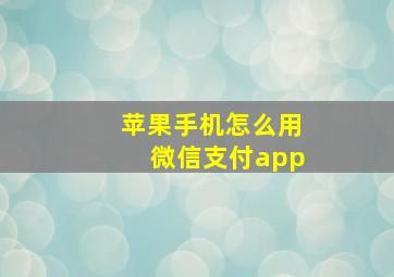 苹果手机怎么用微信支付app