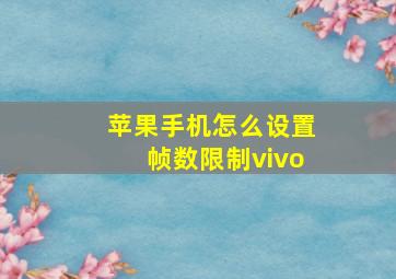 苹果手机怎么设置帧数限制vivo