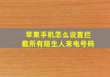 苹果手机怎么设置拦截所有陌生人来电号码