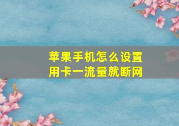 苹果手机怎么设置用卡一流量就断网