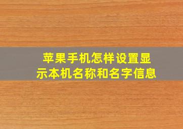 苹果手机怎样设置显示本机名称和名字信息