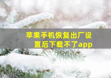 苹果手机恢复出厂设置后下载不了app