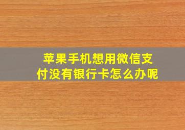 苹果手机想用微信支付没有银行卡怎么办呢