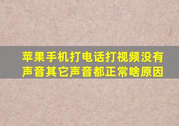 苹果手机打电话打视频没有声音其它声音都正常啥原因