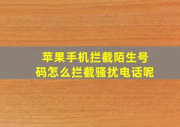 苹果手机拦截陌生号码怎么拦截骚扰电话呢