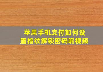 苹果手机支付如何设置指纹解锁密码呢视频