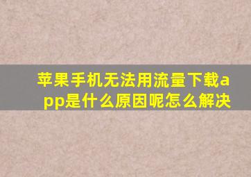 苹果手机无法用流量下载app是什么原因呢怎么解决