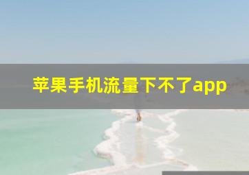 苹果手机流量下不了app