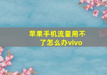 苹果手机流量用不了怎么办vivo