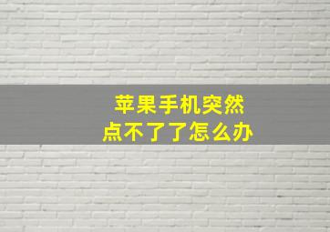 苹果手机突然点不了了怎么办