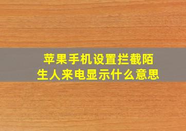 苹果手机设置拦截陌生人来电显示什么意思