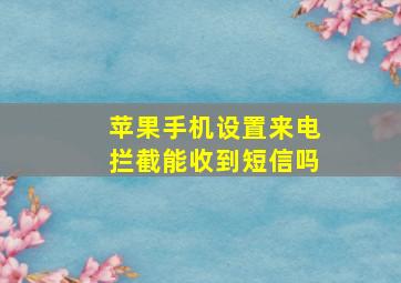 苹果手机设置来电拦截能收到短信吗