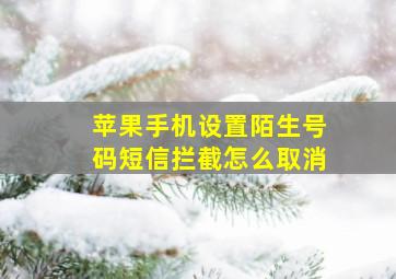 苹果手机设置陌生号码短信拦截怎么取消