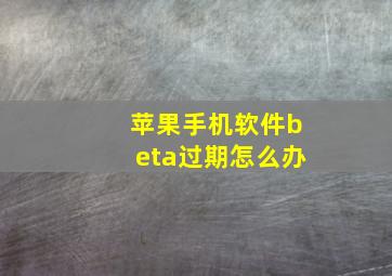 苹果手机软件beta过期怎么办